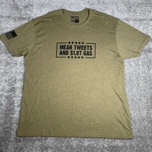 Patriot Crew T-Shirt Men's 2XL Green Short Sleeve Mean Tweets Gas Flag Crew Neck